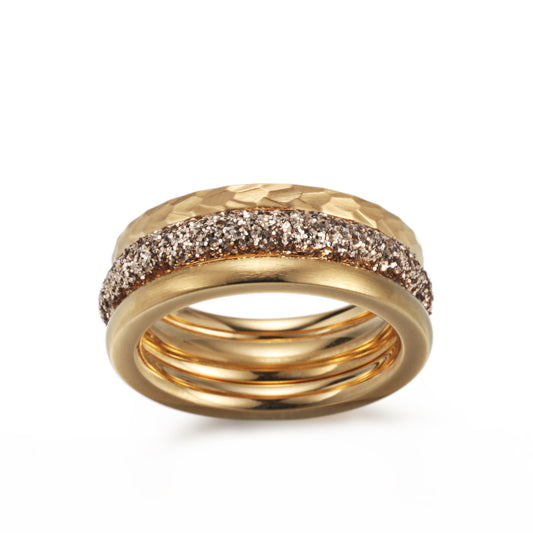 Women Stacking Rings Gold Glitter Dust - KINGKA Jewelry