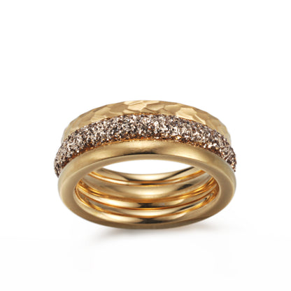 Women Stacking Rings Gold Glitter Dust - KINGKA Jewelry