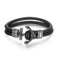 Men's Leather Bracelet with Anchor - KINGKA Jewelry