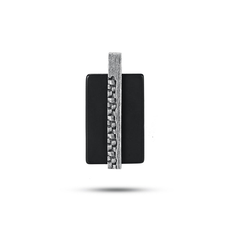 Men's Tag Necklace with Woven Element - KINGKA Jewelry