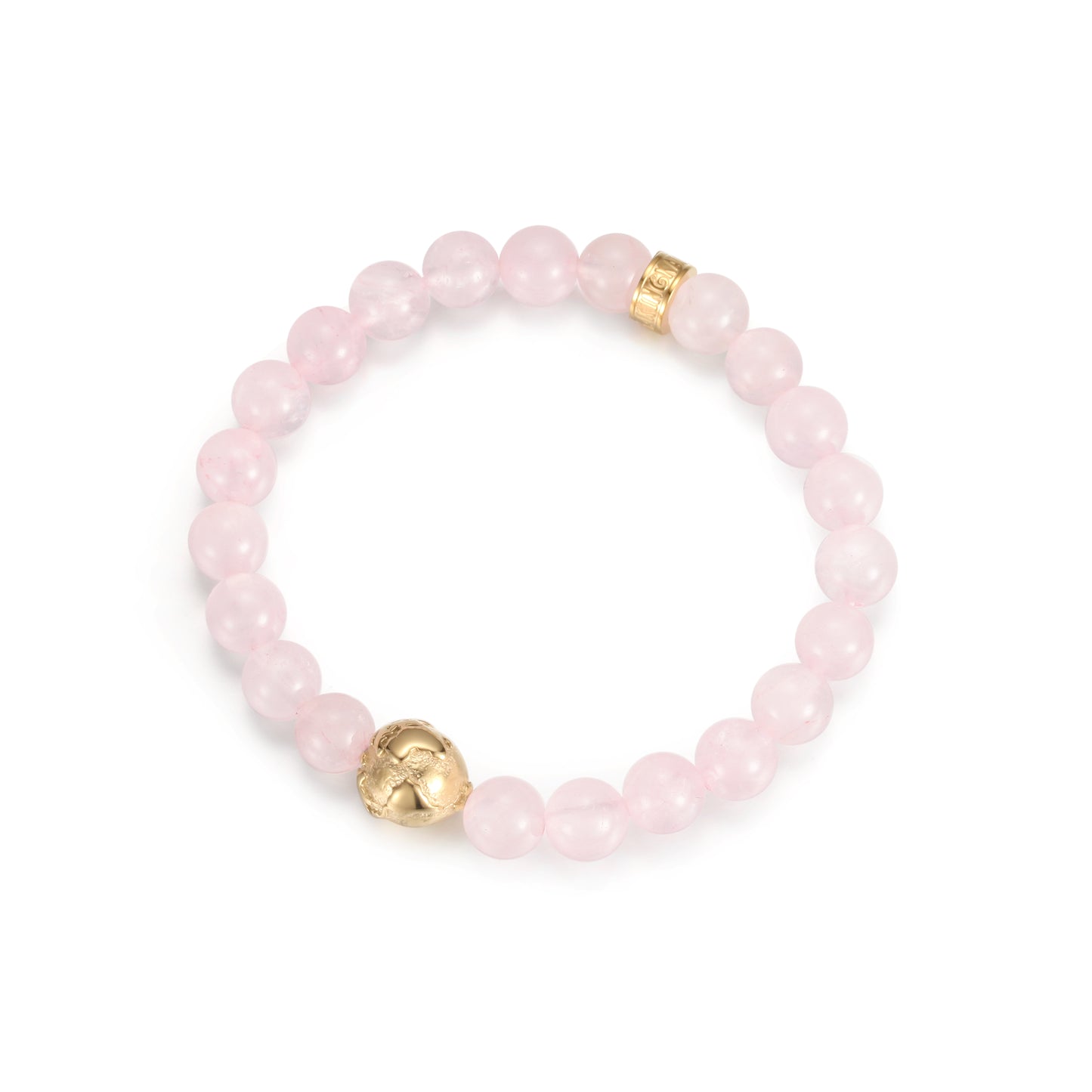 KINGKA Rose Quartz Bead Bracelet, Gold, The Earth - KINGKA Jewelry