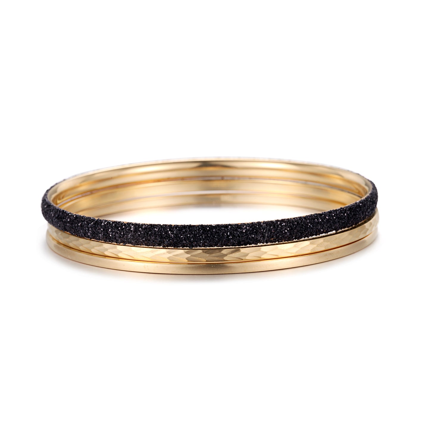Women Stacking Bangles Black Glitter Dust - KINGKA Jewelry