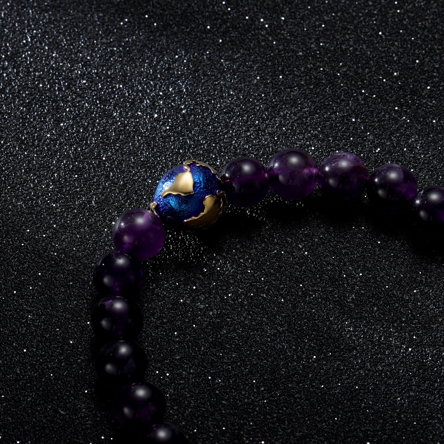 KINGKA Amethyst Bead Bracelet, Blue Gold, The Earth - KINGKA Jewelry