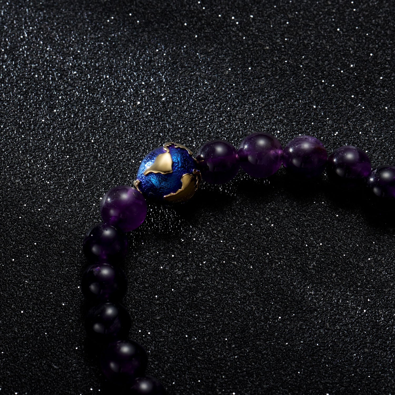 KINGKA Amethyst Bead Bracelet, Blue Gold, The Earth - KINGKA Jewelry
