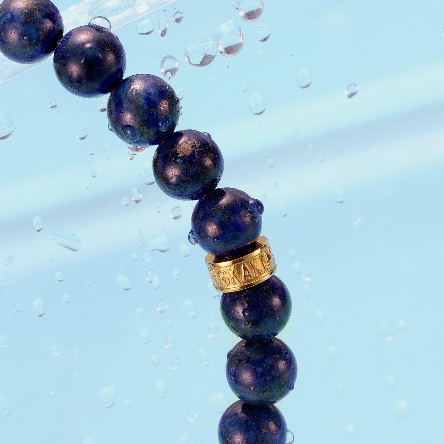 KINGKA Lapis Stone Bead Bracelet, Gold, The Earth - KINGKA Jewelry