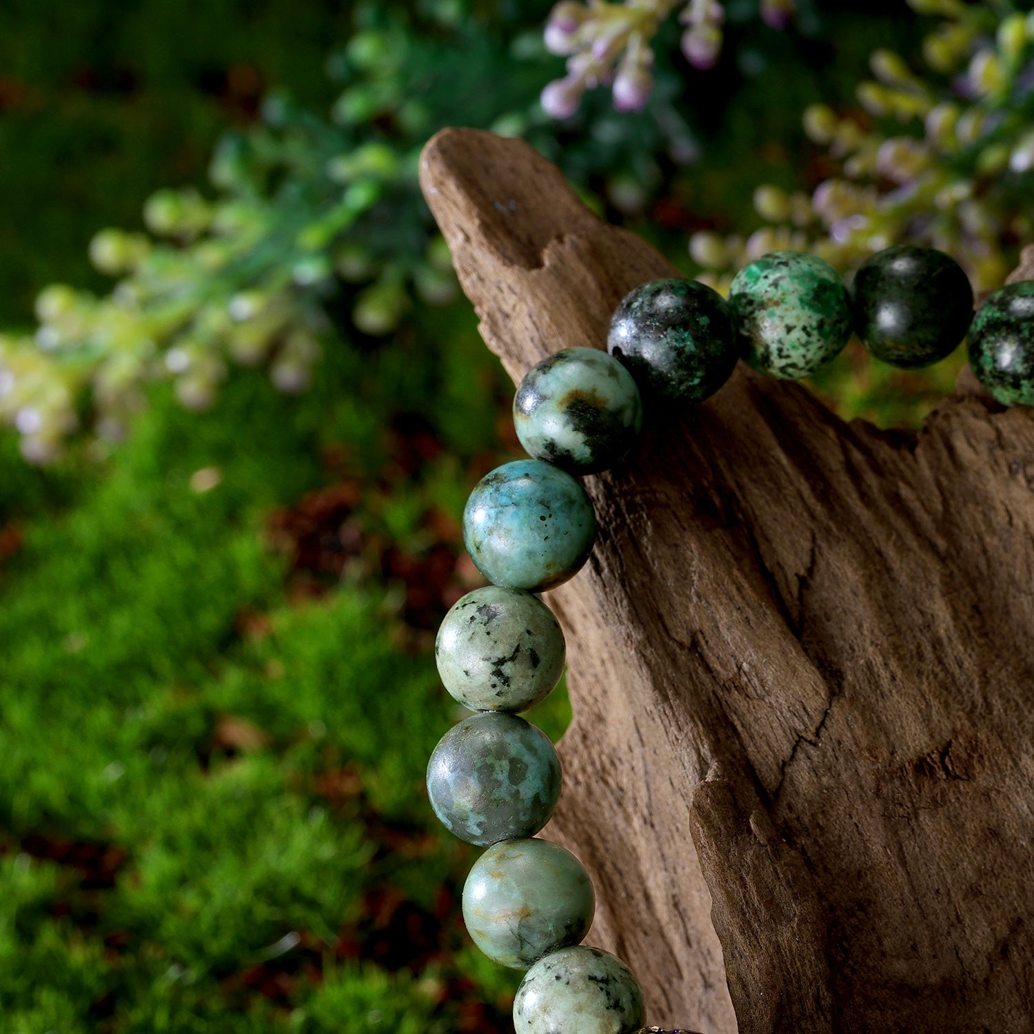 KINGKA Green Turquoise Bead Bracelet, Silver, The Earth - KINGKA Jewelry