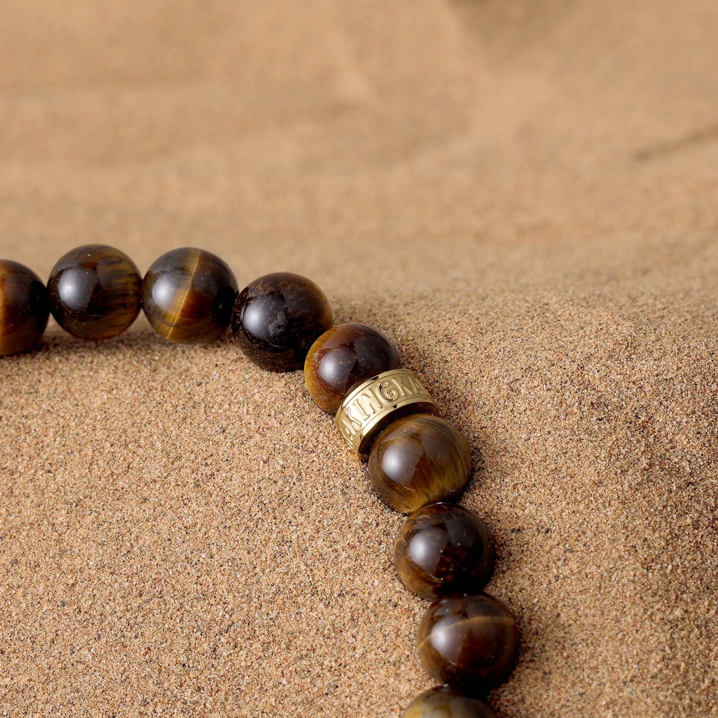 KINGKA Brown Tiger Eye Bead Bracelet, Gold, The Earth - KINGKA Jewelry