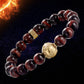 KINGKA Natural Red Tiger Eye Bead Stone Bracelet with 316 Stainless Steel Earth Accessory