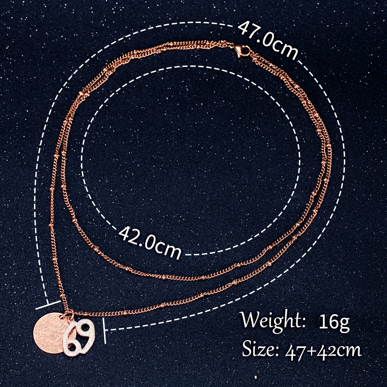 Women Twelve Constellations Cancer Necklace Custom Handwriting - KINGKA Jewelry