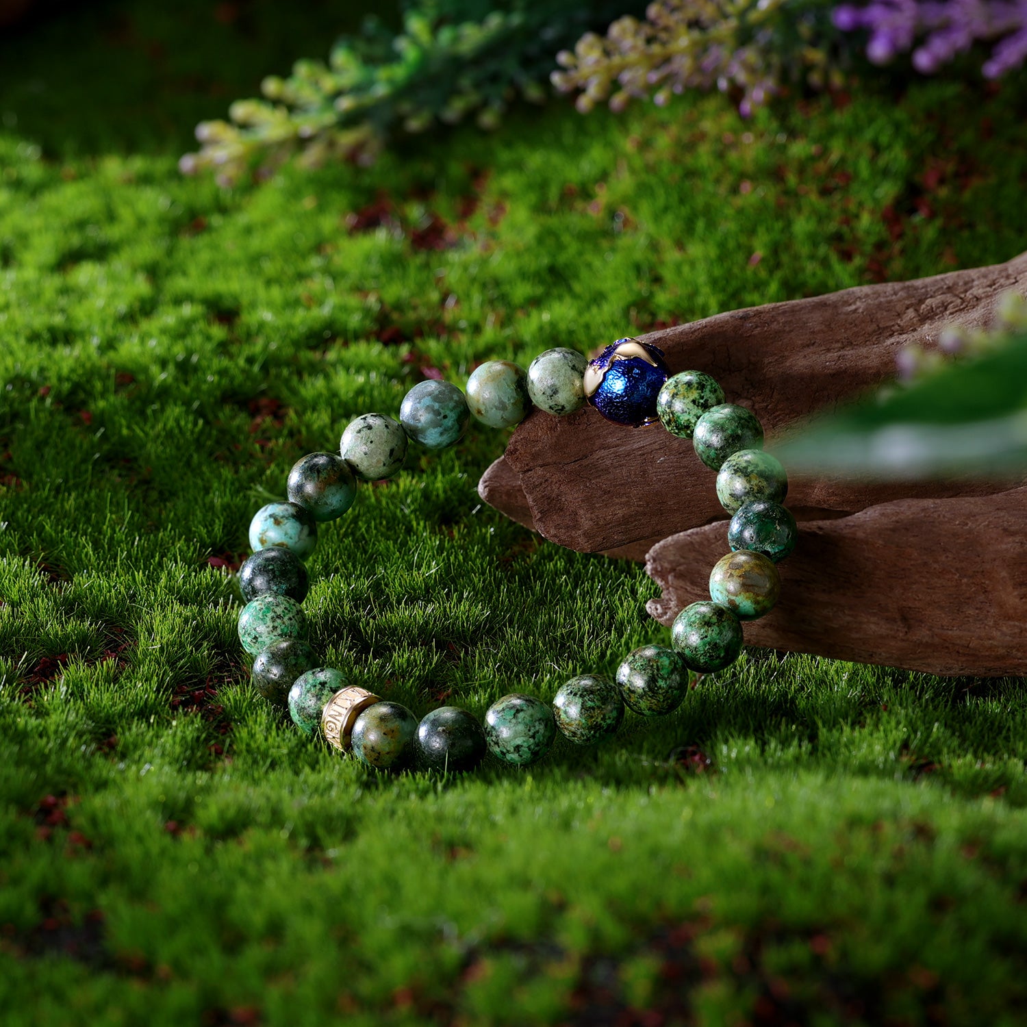 KINGKA Green Turquoise Bead Bracelet, Gold Blue, The Earth - KINGKA Jewelry