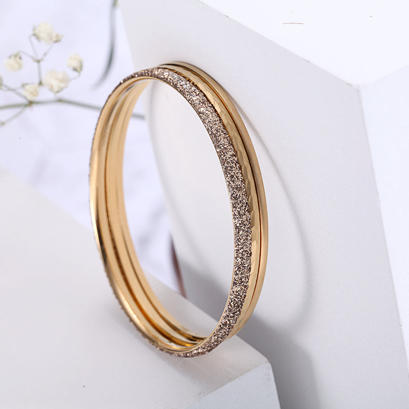 Women Stacking Bangles Gold Glitter Dust - KINGKA Jewelry