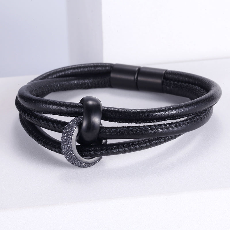Black Leather BELOVED Mini Wrap Bracelet | Brass Bar | Stack Set | Wom –  Create Hope Cuffs