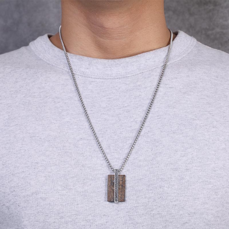 Men's Tag Necklace with Reptile Element - KINGKA Jewelry