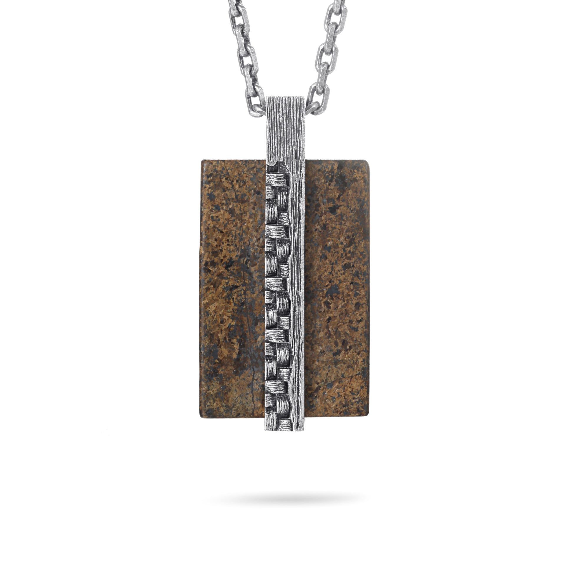 Men's Tag Necklace with Woven Element - KINGKA Jewelry
