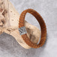 Men's Leather Bracelet with Woven Snap - KINGKA Jewelry