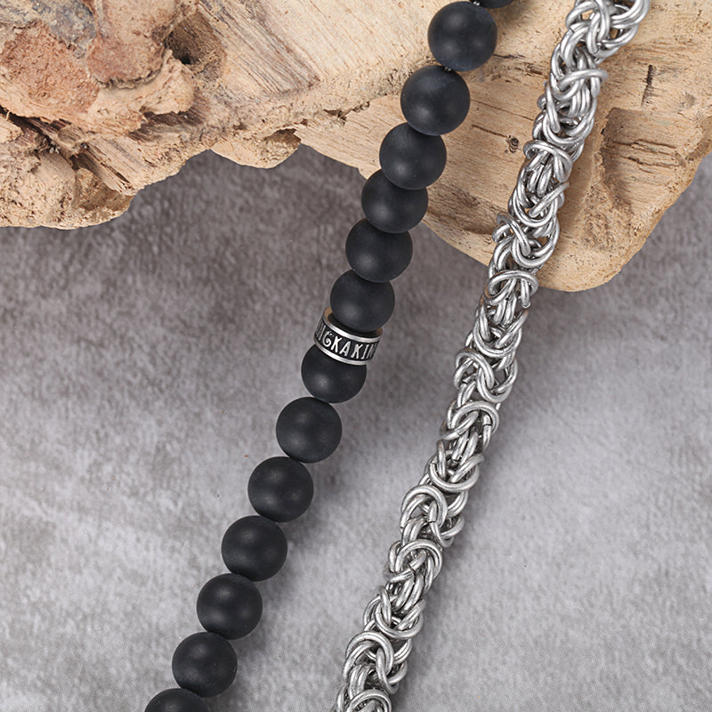 Men's Wrap-Around Bracelet with Stones, King Chain - KINGKA Jewelry