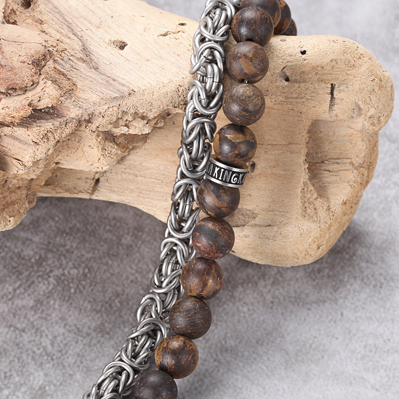 Mini Stone w/Chain Stacking Bracelet - Lava/Gold - Scout Curated Wears