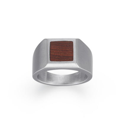 Men's Signet Ring Wood Inlay - KINGKA Jewelry