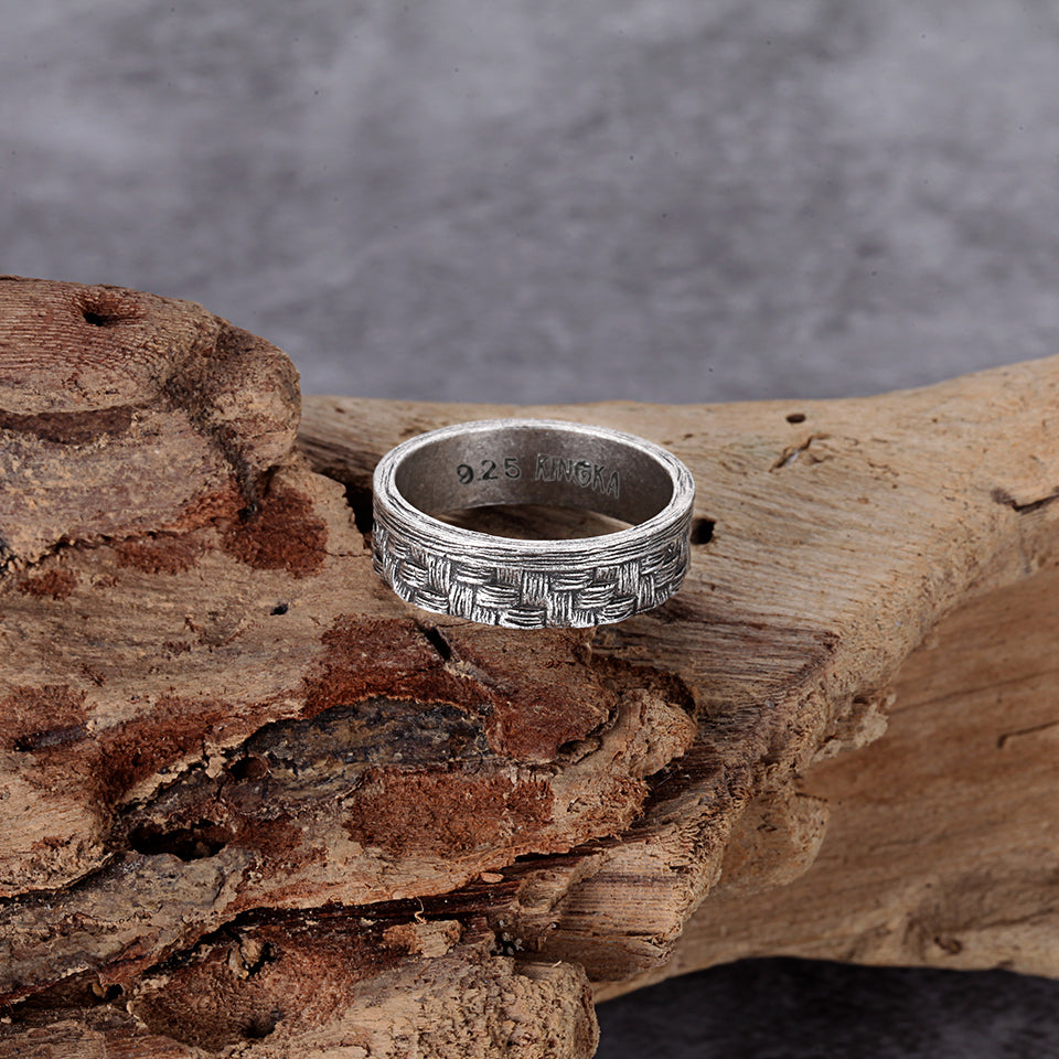 TwoBirch Men's Wedding Rings - 0.33 Ct. Three Stone Burnished Designer  Shank Men's Wedding Ring