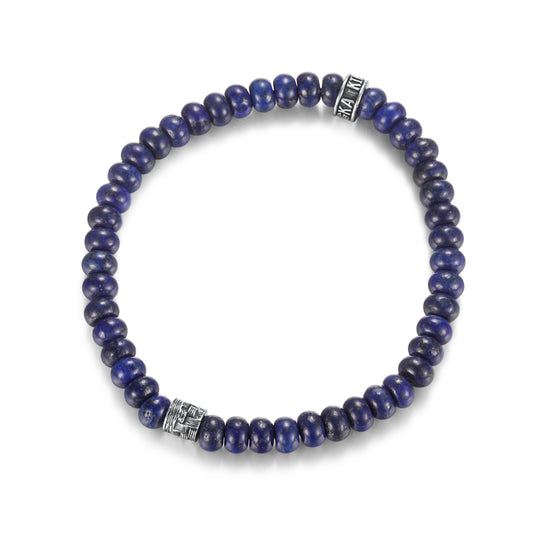 Men's Beaded Bracelet with Abacus Shape Lapis, Woven Element - KINGKA Jewelry