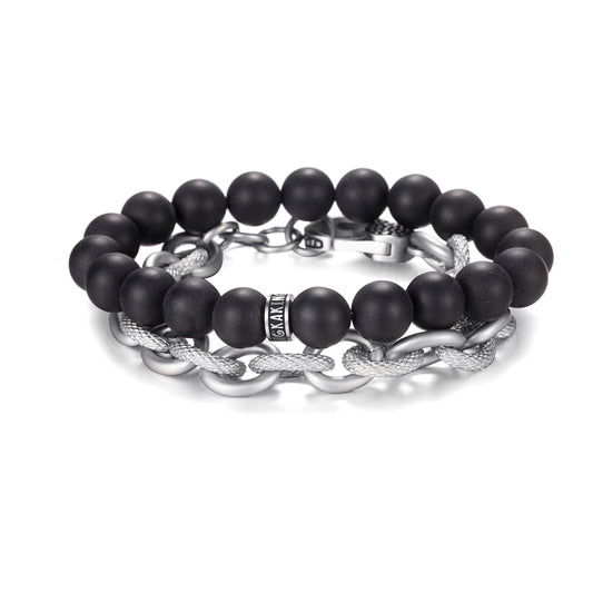 Men's Stacking Bracelet with Stones, Anchor Chain - KINGKA Jewelry