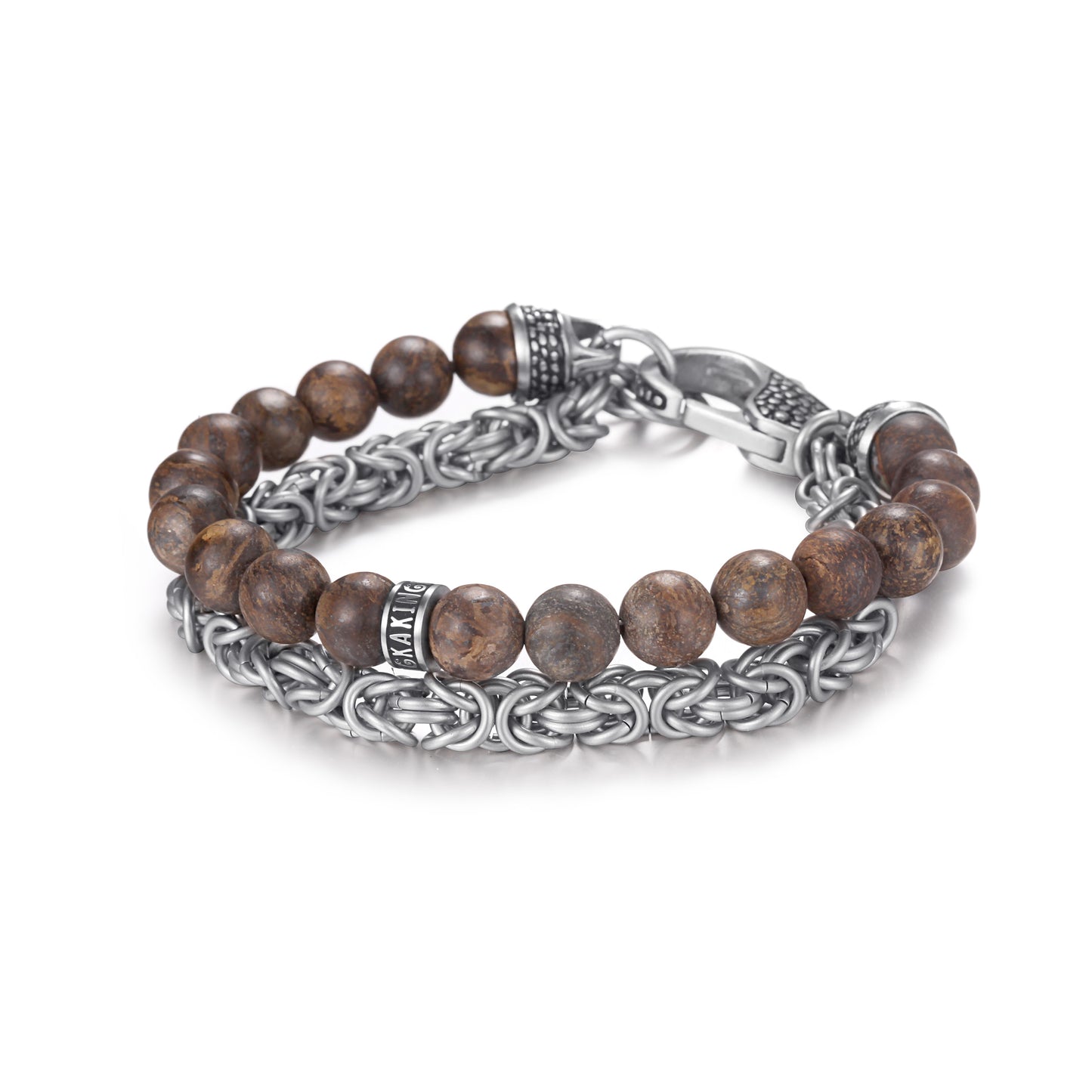 Men's Wrap-Around Bracelet with Stones, King Chain - KINGKA Jewelry