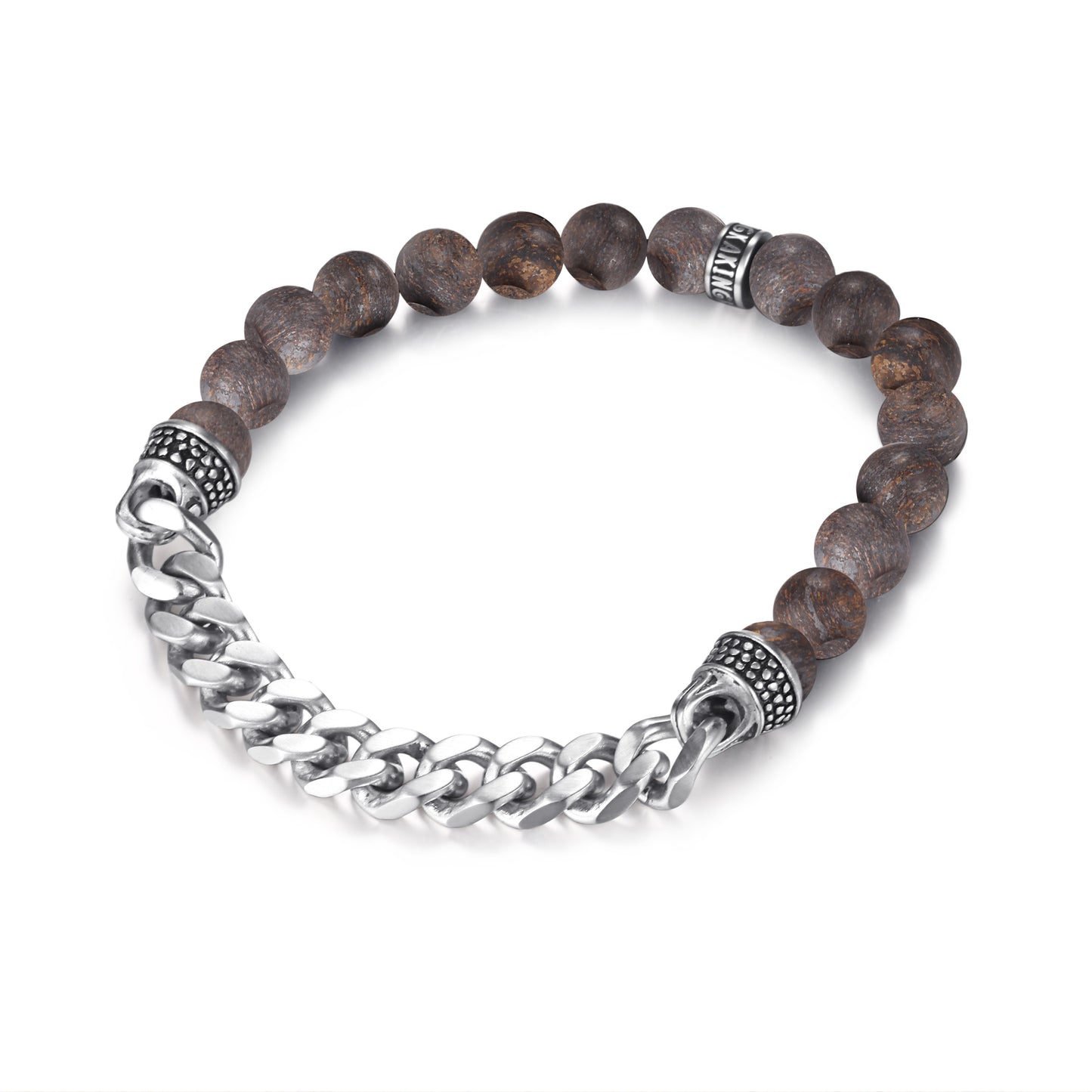 Men's Beaded Curb Chain Bracelet - KINGKA Jewelry