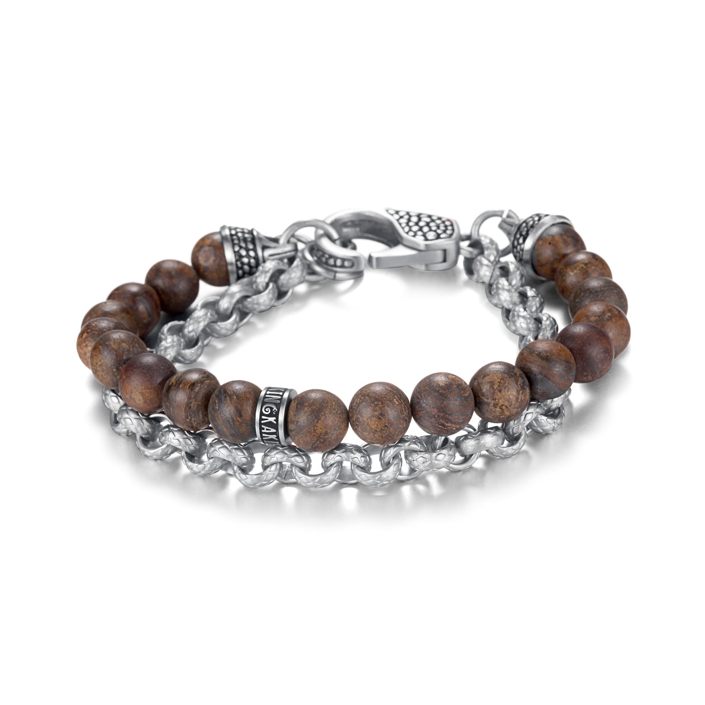 Men's Wrap-Around Bracelet with Stones, Cable Chain - KINGKA Jewelry