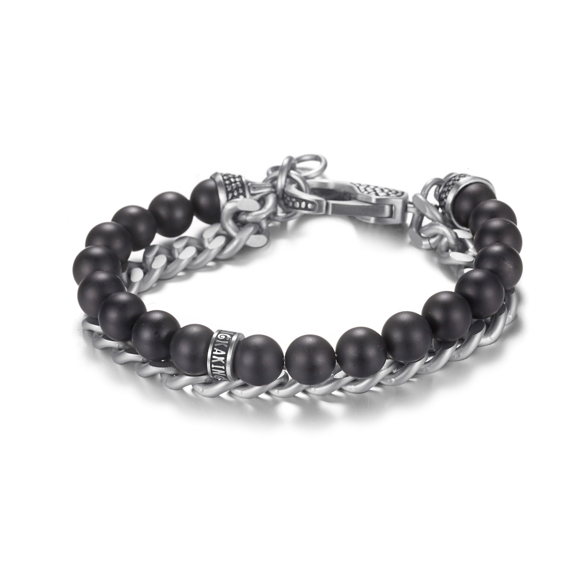 Men's Wrap-Around Bracelet with Stones, Curb Chain - KINGKA Jewelry