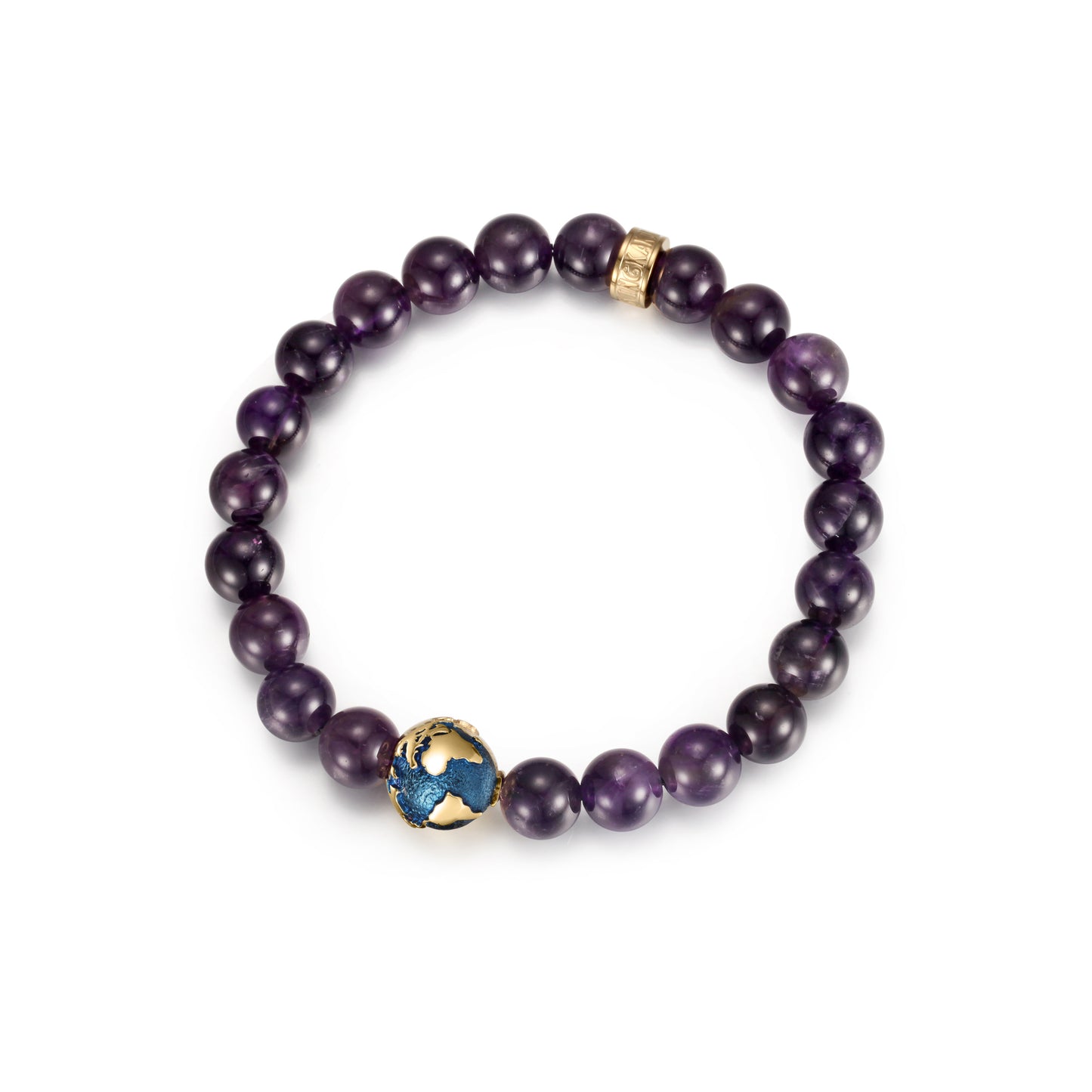 KINGKA Amethyst Bead Bracelet, Blue Gold, The Earth - KINGKA Jewelry