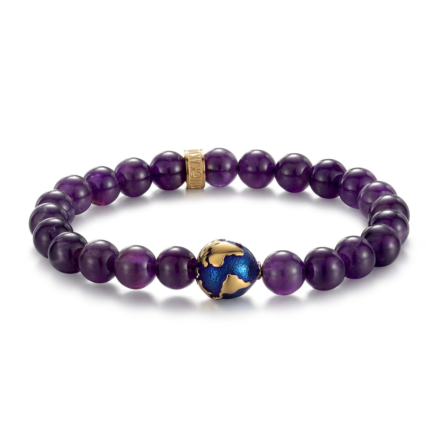 KINGKA Amethyst Bead Bracelet, Blue Gold, The Earth - KINGKA Jewelry