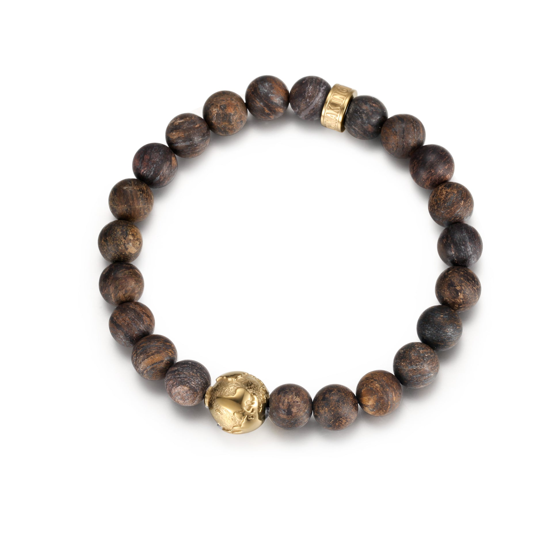 KINGKA Bronzite Stone Bead Bracelet, Gold, The Earth - KINGKA Jewelry