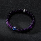 KINGKA Amethyst Natural Stone Beads Bracelet with 316 Stainless Steel Earth Accessory