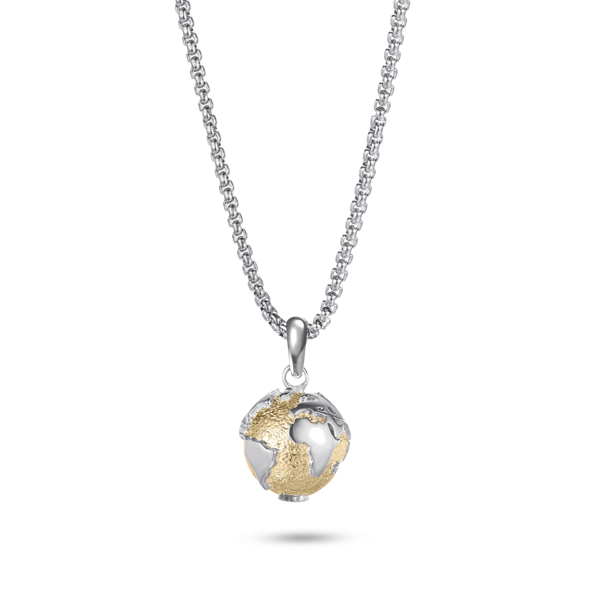 KINGKA Stainless Steel Necklace, Silver Gold, The Earth - KINGKA Jewelry